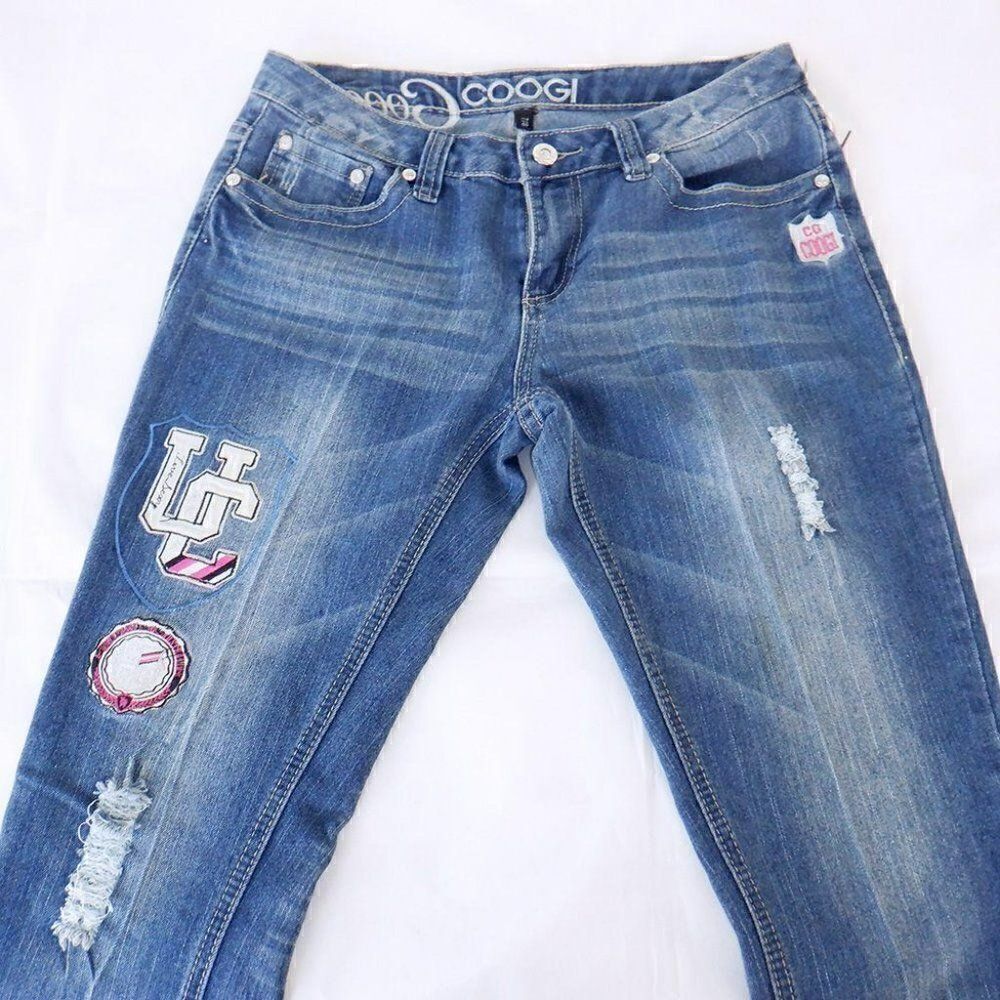 Coogi UC Love Sexy patched blue jeans